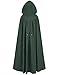 FCCAM Long Hooded Cloak for Women Suede Green Hooded Cape Medieval Renaissance Cloak Halloween Costume M