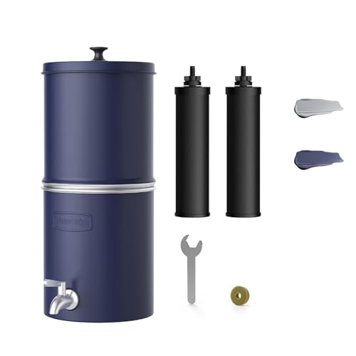 Waterdrop 2.25G Gravity Water Filter System, NSF/ANSI 42&372 Standard, Stainless Steel System with 2 Carbon Filters, Reduces 99% of Lead and Chlorine