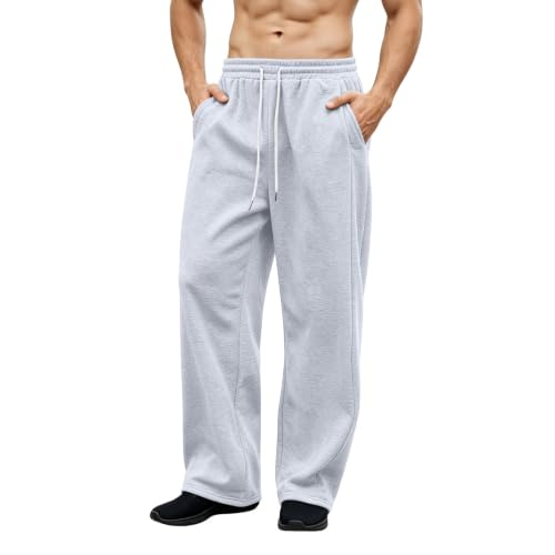 Mens Fleece Lined Sweatpants Straight Leg Open Bottom Pants with Pockets - image 7