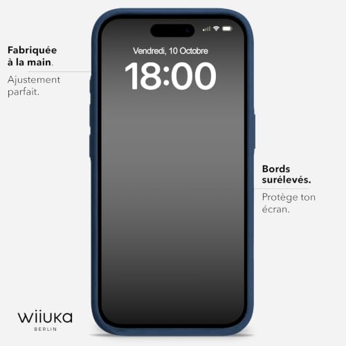 Protection iPhone 17 Pro Max bleu nuit et étui cuir fin WIIUKA