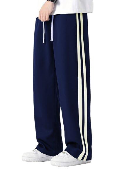 Joggers for Men with Side Stripe Pattern | Loose Fit Track Pants for Men | Elastic Waist Comfortable Sports Lower for Gym Workout Running-picture-10