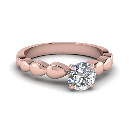 Anneau de solitaire or rose pour femme bague de fiançailles taille 47-70