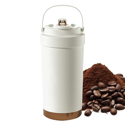 Générique Ceramic Coffee Tumbler, Ceramic Mug with Lid, 500ml Leakproof Water Bottle, Ergonomic Grip Handle, Multi Purpose Drinks Cup for Camping, Travel, and Use, Insulated Design