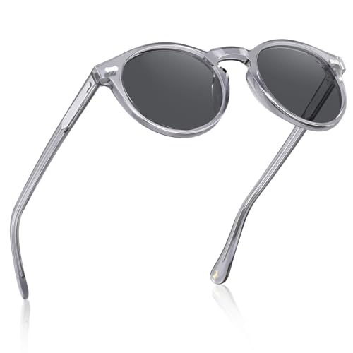 Image of CARFIA Acetate Polarized Sunglasses for Men Retro Classic Round Shades