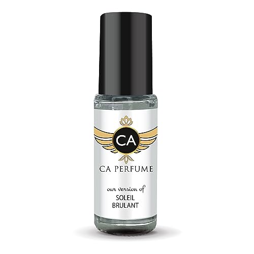 CA Perfume Impression of Soleil Brulant Unisex Perfume Oil Amber Woody Scent Long Lasting Fragrance for Women and Men Travel Size Mini Perfume Sample TSA Ready Body Oil Roll-on 0.14 Fl Oz 4ml