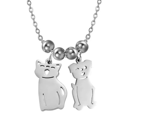 Pendentif chien chat en acier inoxydable durable or ou argent poli