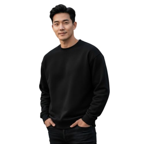 Image of Men's Crew Neck Sweatshirt, Long Sleeve, Casual Pullover, Multiple Colors Available