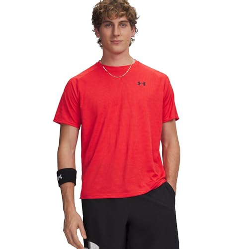 Under Armour Maglietta a maniche corte da uomo in tessuto tecnico, Rosso/Nero (600), L