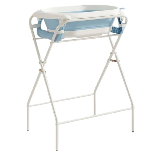KCNN ベビーバス台 折りたたみ式 沐浴スタンド 洗面台 50kg耐荷重 持ち運び便利 腰に優しい 収納楽々 浴槽スタンド 新生児 屋内でも屋外でも使用できます (ブルー)
