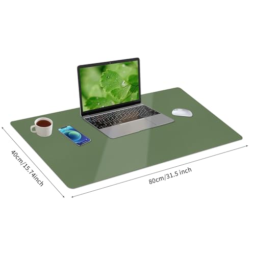 Image of Bloss Green Desk Mat, Desk Matt for Desktop, Large Leather Desk Pad, Desk Pad Mat Waterproof, Computer Mat for Office /Home /Decor /Desk Protector(31.5 x 15.7 Inches)