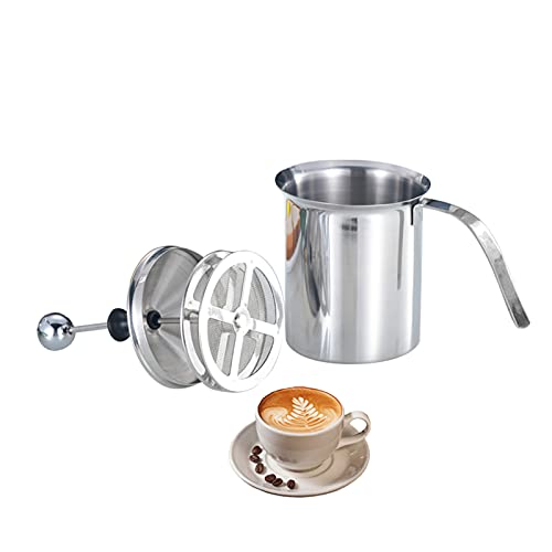 liampo French Press Coffee Maker Small French Press Stainless Steel Double Coffee Frother Rust-Free Dishwasher Safe 400ML 1 Piece