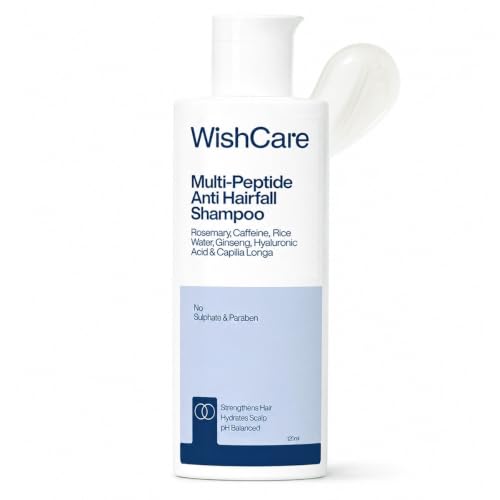 Image of WishCare Multi Peptide Anti Hairfall Shampoo, Peptides & Rosemary, 120ml | Controls Hairfall & Promotes Hair Growth, Paraben & Sulphate Free Shampoo For Women & Men, Shampoo For Frizzy & Dry Hair