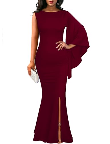 red and black mermaid prom dress Sheer-Waist Long Mermaid Prom Dress with Ruffles Light Blue / 4