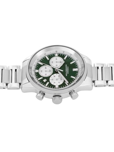 Image of French Connection Sunray Green Round Dial with Stainless Steel Strap Chronograph Watch for Mens - FCN0120SM