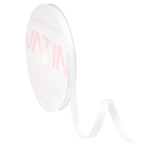 VATIN White Grosgrain Ribbon 3/8 Inch x 50 Yards for Gift Wrapping