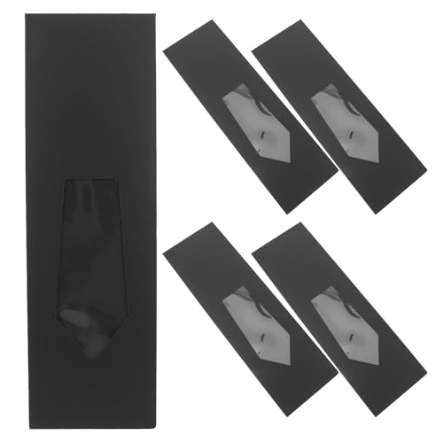 Vaguelly 6 Cajas Negras para Embalaje de Corbatas de Hombre con Ventana Transparente, Caja de Embalaje para Venta Minorista, Organizador Funcional para Obsequio y Eventos, Tamaño
