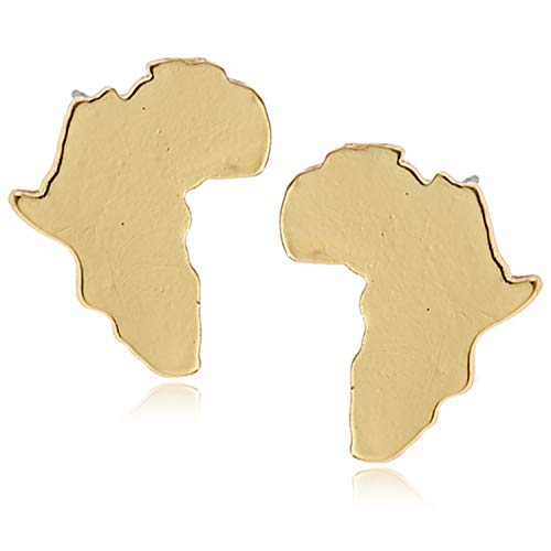 Chic Stainless Steel African Map Studs Earrings Hypoallergenic Gold Silver Traditional Ethnic Post Stud for Women Girls Statement Jewelry Gifts