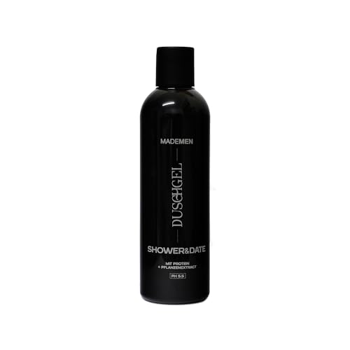 MADEMEN Shower & Date 2 en 1 Gel de ducha y champú para hombres, con extracto de abedul y castaño de indias, pH neutro (5,5), refrescante aroma a cocos, 250 ml, vegano y natural