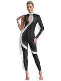 Yhong Tuta Intera Sportiva Donna Body da Ginnastica Artistica Tuta Monospalla Jumpsuit Balletto Body Danza Costume da Ballo Nero M