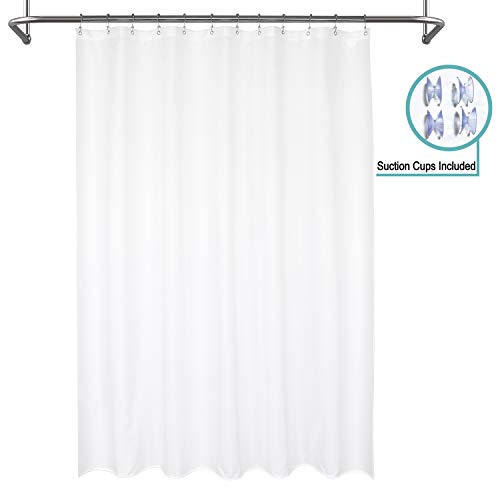 Mrs Awesome Waterproof Fabric Shower Curtain Liner, Suction Cups Included, Odorless and Mildew