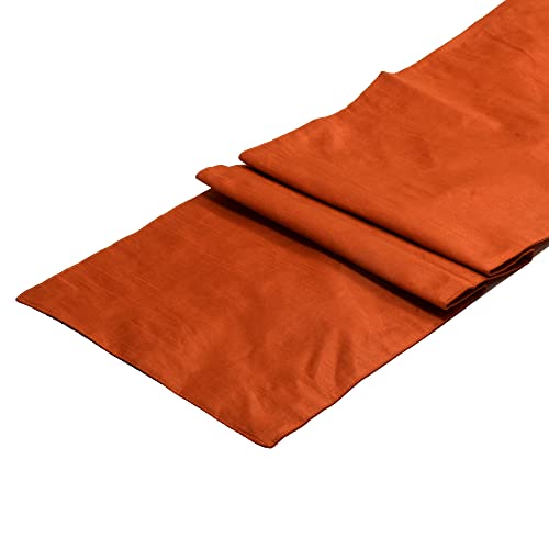Image of E-EZRA Premium Raw Silk Table Runner for Centre Table / Coffee Table / 4 Seater / 6 Seater Dining Table (72 Inch, Orange)