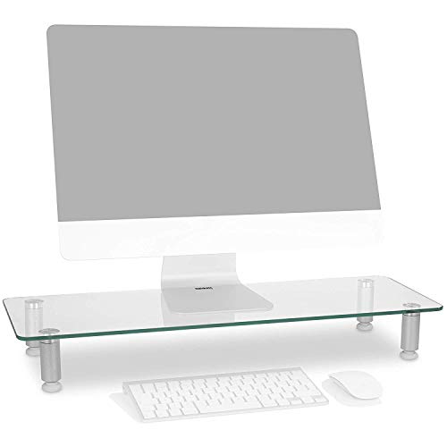 Preisvergleich Produktbild Duronic DM052-3 Bildschirmständer / Monitorständer / Notebookständer / TV Ständer / Bildschirmerhöhung / Laptop / Glas / transparent / 70cm x 24cm / 20kg Kapazität