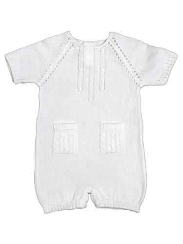 Baby’s Trousseau White Knit Double Pocket Romper A1294 (White, 3 Months)