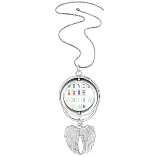 Collier Mahjong ailes d'ange pendentif homme femme bijoux chinois