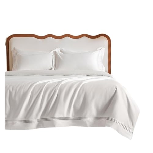 Funda nórdica algodón blanco 200x220 cm con borde bordado plateado y dos fundas de almohada 4