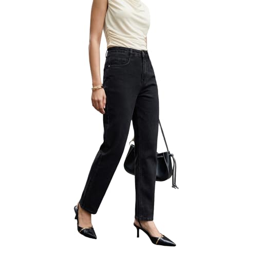 Image of Urbano Fashion Women's High Rise Straight Fit Washed Jeans Non-Stretchable