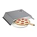 Relaxdays Inserto per Pizza BBQ, Set con Pietra e Paletta, Termometro, Accessori Barbecue, Acciaio Inox, 10x55,5x40 c