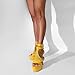 onlymakerheels Women's High Stiletto Heels Platform Mesh Buckle Open Toe Ankle Strap Dress Shoes Sandals Yellow Size8