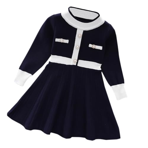 Kleid 104 Mädchen - Mädchen Langarm Strickkleid Prinzessin...