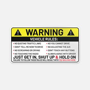 Pack of 4-3 Inch Stickers - Funny Vehicle Safety Warning Rules Sticker Vinyl Car Bumper