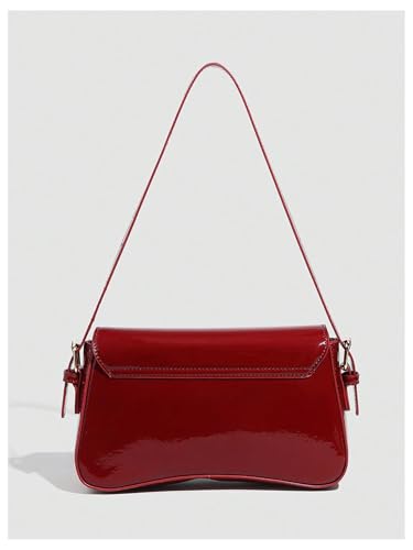 OYOANGLE Women's PU Leather Structured Shoulder Bag Office Work Elegant Square Handbags Adjustable Strap Purse3