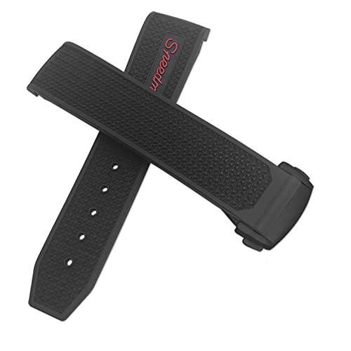 FUKUZL Correa de reloj de goma 22mm 20mm 19mm 21mm correa de reloj para Omega Speedmaster Heritage Seamaster pulsera deportiva impermeable de silicona(Red black,20mm)