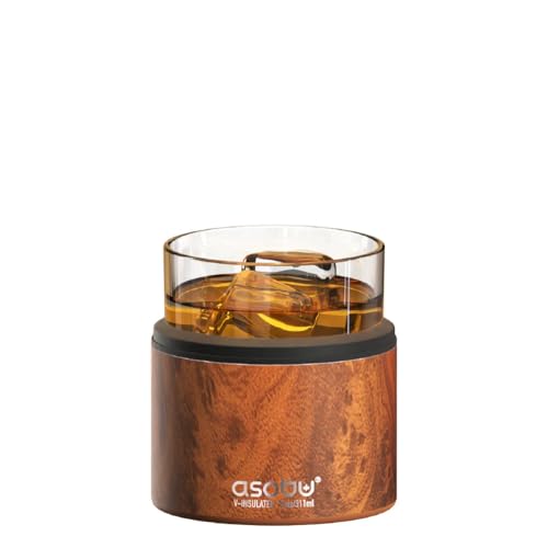 asobu Whiskey Sleeve Glass – Insulated Bourbon Tumbler with Premium Rocks Glass, BPA-Free, Double-Wall Stainless Steel, Keeps Drinks Cold Longer, 10.5oz