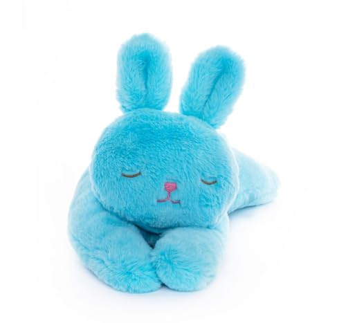 Image of Fuzzbuzz Soft Toy Bunny - 19cm Blue Plush Sleeping Rabbit for Kids 3+ | Cuddly Animal Doll for Toddlers, Boys & Girls | Soft & Cozy Stuffed Toy for Play & Sleep
