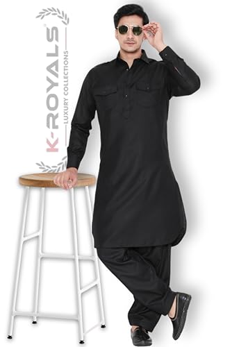 Image of K-ROYALS Full Pathani Suit for Mens /Cotton Blend Pathani kurta payjama set for mens