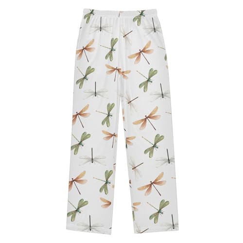 ZZXXB Dragonflies Watercolor Boys Long Pants Soft Trousers Elastic Waist Kids Lounge Bottoms with Pockets S-XL