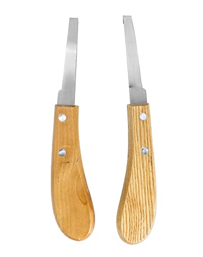 QWORK® 2 Stück Hufmesser, 21.5cm Hufauskratzer Rechts- und Linkeshänder, Hufmesser mit Ergonomischer Griff, für Rinder, Schafe, Pferde