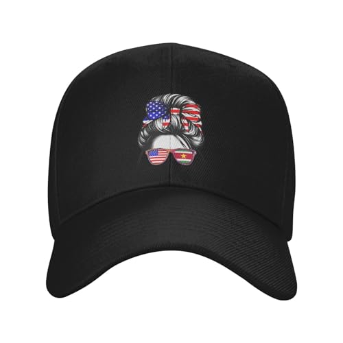 Half American Surinamese Suriname USA Flag Girl Classic Duckbill Caps for Stylish Sun Protection Black