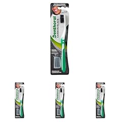Denthoral, Spazzolino Carbon Black, Spazzolino con Setole Medie al Carbone Attivo, Azione Sbiancante, Testina Flessibile e Antiplacca, Favorisce una Pulizia Profonda, Confezione con Copritestina