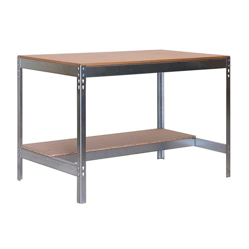 Simon Rack Etabli d’Atelier, Capacité de Charge 400 kg, 842x910x610 mm, Table de Travail Bricolage, Galvanisé/Bois - BT0