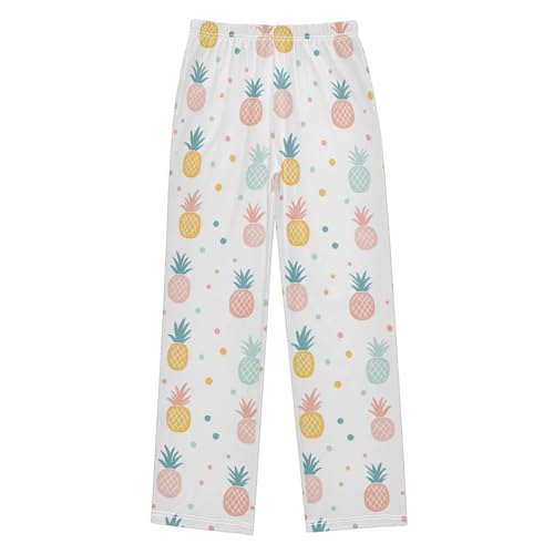 Cute Pineapples Colors Boys Pants Girl Sleep Pants Long Trousers Elastic Waist Lounge Bottoms S
