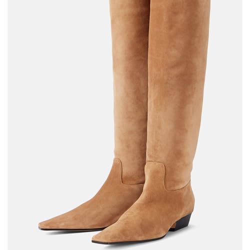 THESHY Women's Knee High Boots Square Toe Chunky Heel Fashion Long Boots Low Heel Fashion Dress Pull on Tall Boots for Women2