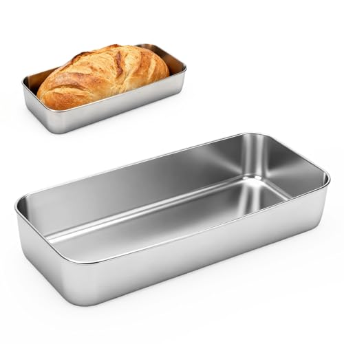 Yuragim Molde Rectangular Para Pan, Moldes De Acero Inoxidable, Molde Para Pan De Rey, 33 X 15 X 6 Cm, Acero Inoxidable, Molde Grande, Molde Para Tartas, Molde Rectangular Para Pan