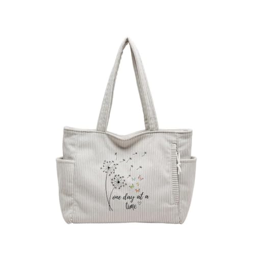 Bolso de hombro de pana para mujer con estampado motivacional miniatura 5