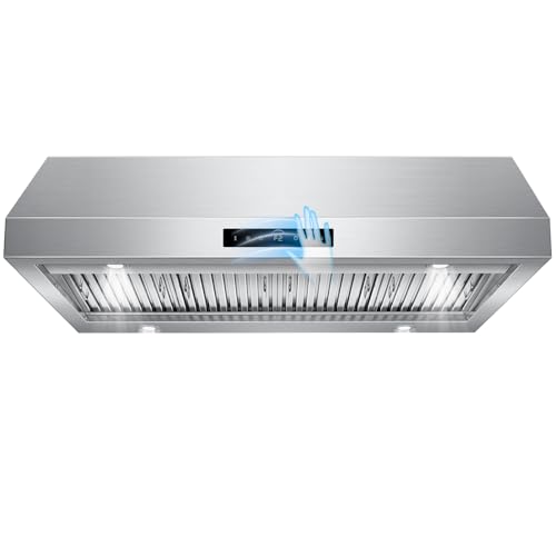 48 inch Under Cabinet Range Hood 1500 CFM with 4-Speed Gesture Sensing & Touch Control, Stainless Steel Kitchen Stove Vent Hoods with 4 LED lights, Ti