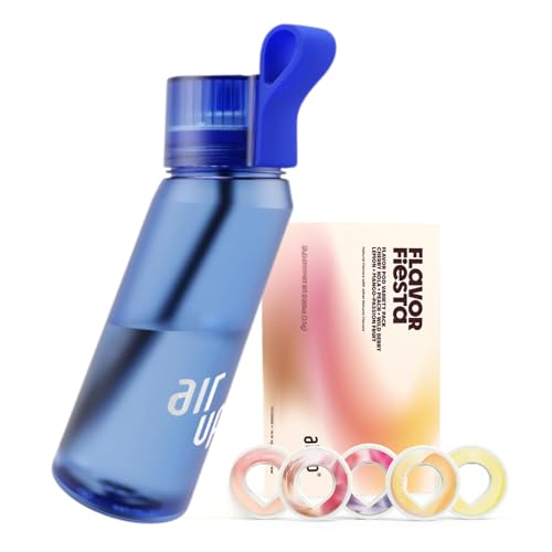 air up® water bottle (22 oz) for school, sports, gym | includes 5 scent pods & straw | flavored bottle in blue – also for kids, boys, girls | no calories, sugar-free and suitable for carbonation